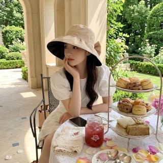 【HaNA 梨花】限時加贈袖套 極簡優雅法式立體蝴蝶結大帽簷遮陽帽