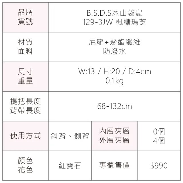 【冰山袋鼠】楓糖瑪芝 - 直立雙層斜背小包 - 紅寶石(129-3JW)