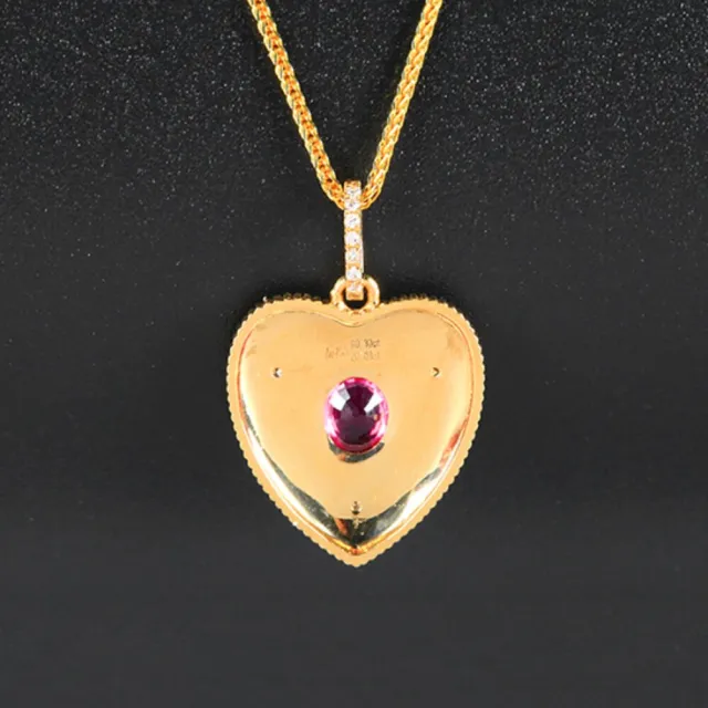 海斯珠寶 30分天然紅寶石 18K金鑽石吊墜 經典愛心造型 復古珠邊工藝 橢圓形切割 浪漫送禮推薦