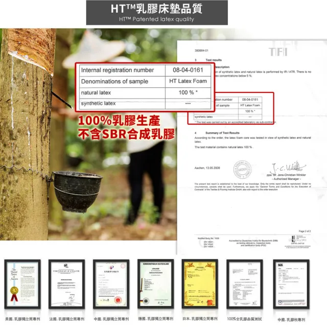 【LooCa】雙人5尺 厚2.5cm HT純淨乳膠床墊-搭贈法國防蹣防蚊表布