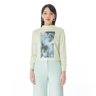 【KeyWear 奇威名品】小高領修身印花上衣