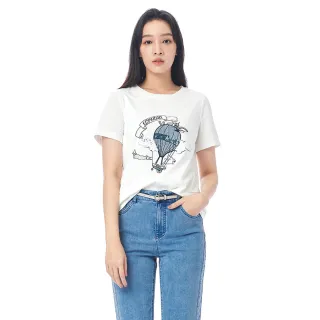 【KeyWear 奇威名品】熱氣球繡花圖案短袖圓領上衣