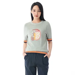 【KeyWear 奇威名品】抽象夢境圓領針織上衣