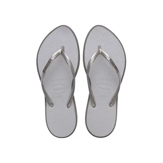 【havaianas 哈瓦仕】拖鞋 女鞋 夾腳拖 尖頭 修飾腳型 Slim Point 冰霧銀 4149584-5178W
