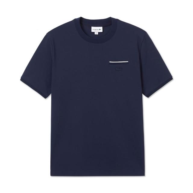 【LACOSTE】男裝-口袋飾邊圓領短袖T恤(海軍藍)