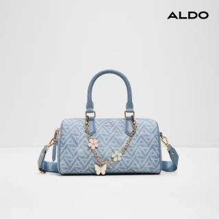 【ALDO】RENAI-丹寧幾何圖騰斜背手提波士頓包(藍色)