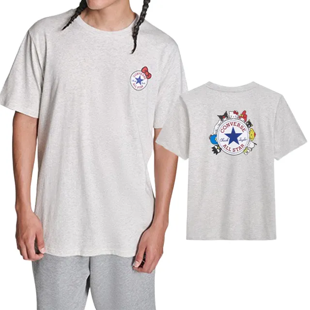 【CONVERSE】Hello Kitty ChuckPatchTee 男女款 灰色 三麗鷗 短袖 CVM5T516-LGH