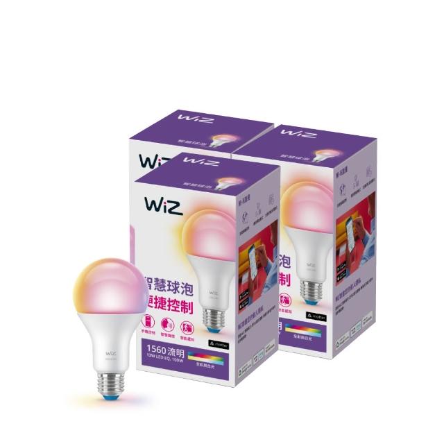 【Philips 飛利浦】WiZ 13W LED全彩燈泡 3入(PW019)