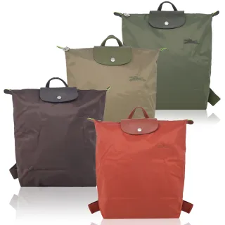 【LONGCHAMP】LE PLIAGE GREEN系列刺繡再生尼龍摺疊後背包(中/多色選)