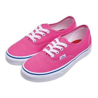 【VANS】Authentic 經典平底 帆布鞋 女 桃紅色 素面 4孔綁帶 低筒 休閒鞋 滑板鞋 VN0A38EMVJN
