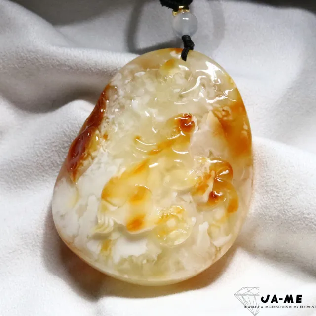 【JA-ME】天然琥珀 紅皮金瓷白花蜜蠟金兔報喜吊墜