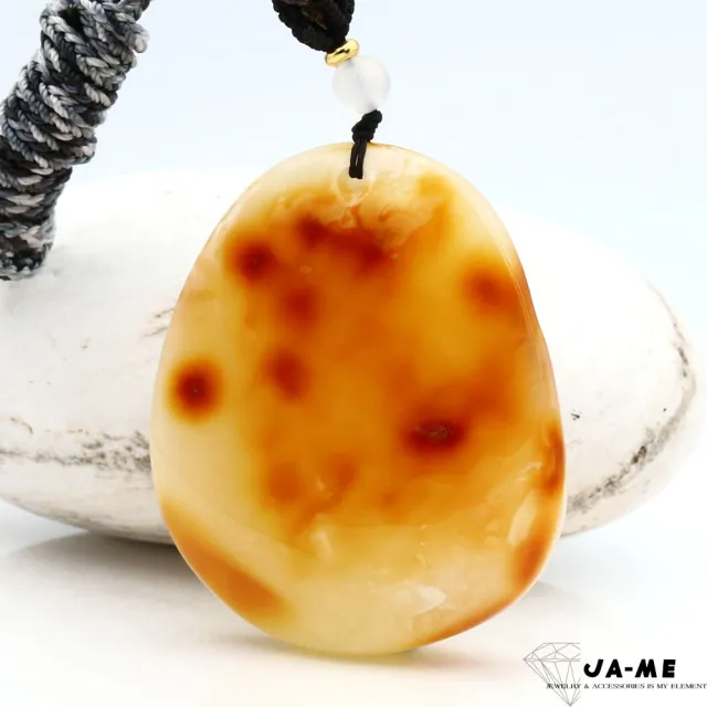 【JA-ME】天然琥珀 紅皮金瓷白花蜜蠟金兔報喜吊墜