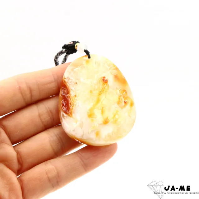 【JA-ME】天然琥珀 紅皮金瓷白花蜜蠟金兔報喜吊墜