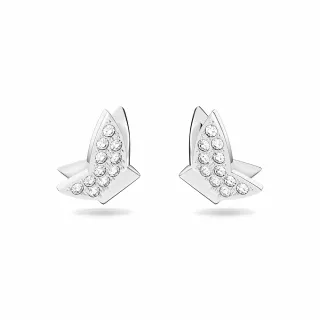 【SWAROVSKI 施華洛世奇】官方直營 Lilia 耳釘 蝴蝶 白色 鍍白金色
