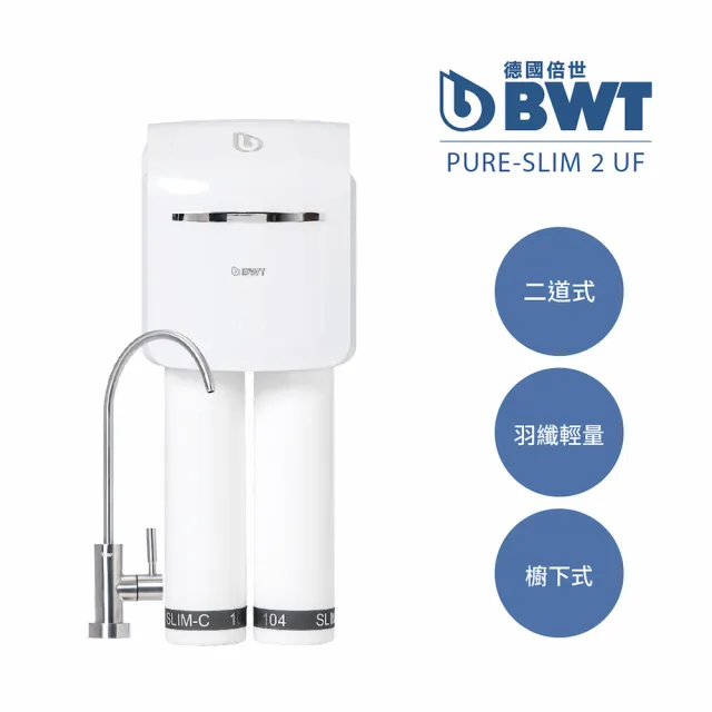 【BWT 德國倍世】SLIM 2-UF 二道式羽纖生飲水淨水器(免插電不排廢水)