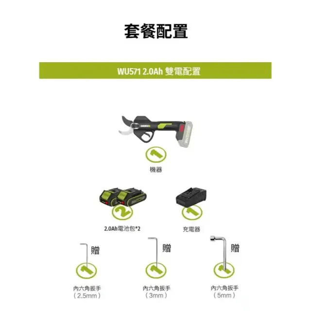 【WORX 威克士】20V鋰電修枝剪 電動剪刀 電剪 剪刀 WU571
