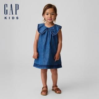 【GAP】嬰兒及幼兒水手牛仔領洋裝-深色水洗(881807)
