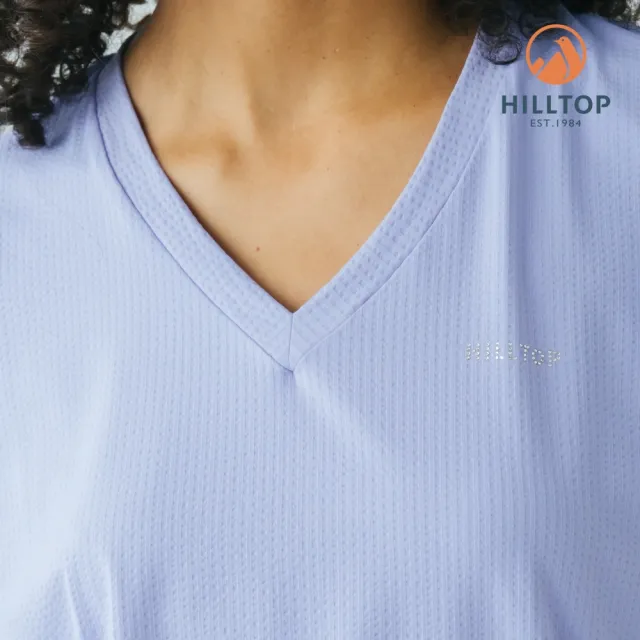 【Hilltop 山頂鳥】Polygiene吸濕快乾抗UV施華洛世奇燙鑽彈性T恤 女款 淺紫藍｜PS04XFN9ECJ0