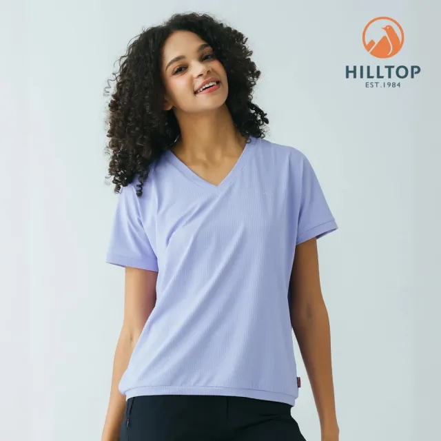 【Hilltop 山頂鳥】Polygiene吸濕快乾抗UV施華洛世奇燙鑽彈性T恤 女款 淺紫藍｜PS04XFN9ECJ0