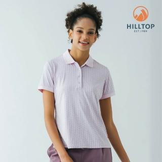 【Hilltop 山頂鳥】Polygiene抗菌吸濕快乾抗UV彈性印花POLO衫 女款 粉印花(網球拍)｜PS14XFM4ECFZ