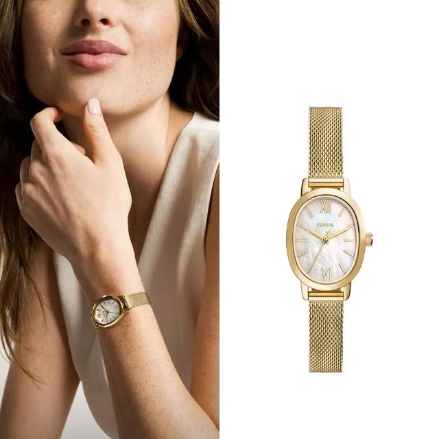 【FOSSIL】Penny 雅爵經典珍珠母貝女錶 金色不鏽鋼米蘭錶帶 23 MM BQW5017