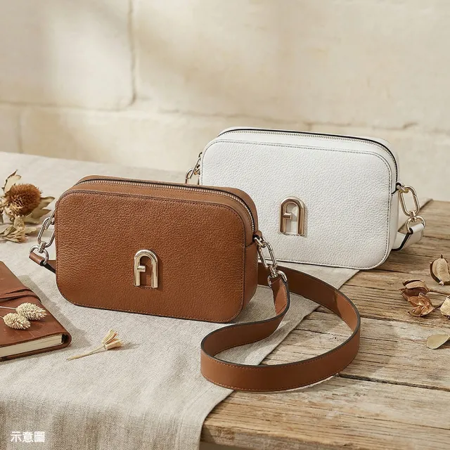 【FURLA 芙拉】FURLA RIMULA燙金箔LOGO壓紋小牛皮斜背相機包(迷你/多色)
