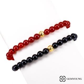 【JING YANG 晶漾】黃金手鍊串珠水晶瑪瑙手環(0.09錢±0.05錢)