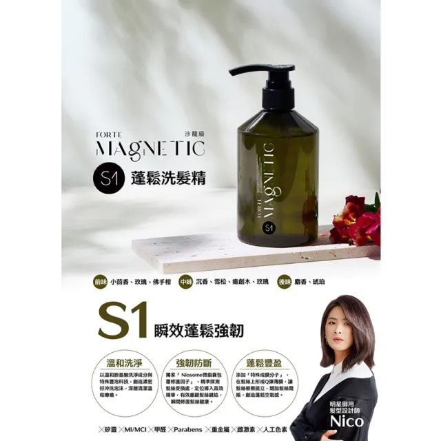 【FORTE】台塑生醫小磁瓶 Magnetic 洗髮精500gx3入-任選(S1蓬鬆/S2柔順/S3深層淨化)