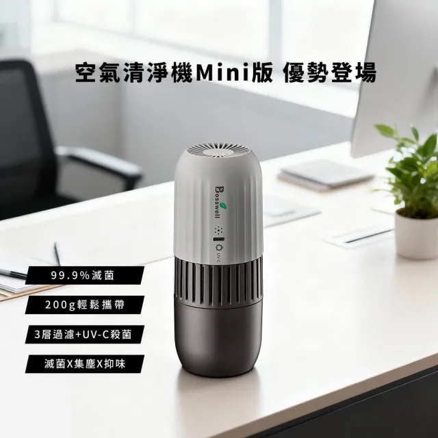 【BOSSWELL 博士韋爾】POKE AIR 隨身紫外線LED滅菌清淨機(車用/外宿/辦公室/USB充電便攜)