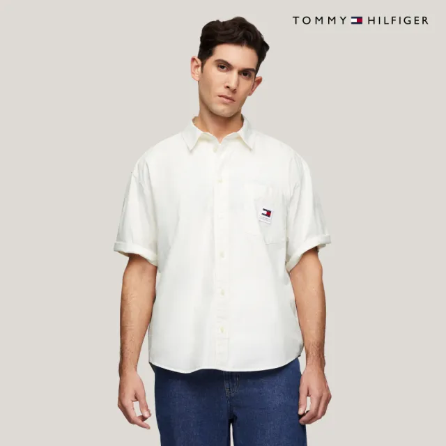 【TOMMY HILFIGER】官方旗艦館府綢襯衫式外套_裸色