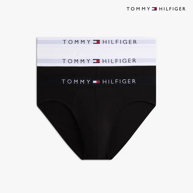 【TOMMY HILFIGER】官方旗艦館彈性棉質平口內褲 3 件組_黑色