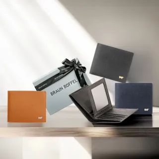【BRAUN BUFFEL 德國小金牛】38購物節限定 真皮多卡照片零錢袋男夾短夾皮夾(多款任選)