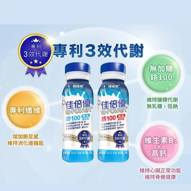 【維維樂】佳倍優 鉻100即飲配方 4箱(共96瓶 奶素可食)