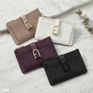 【FURLA 芙拉】FURLA FLOW立體LOGO小牛皮5卡按釦式拉鍊卡夾零錢包(多色)