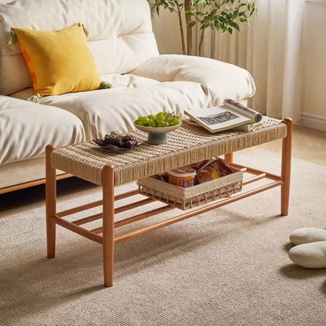 【匠俱】全實木換鞋櫃60x34x40cm 編織鞋櫃 進門穿鞋凳 矮鞋櫃 玄關鞋架凳 腳踏凳家用