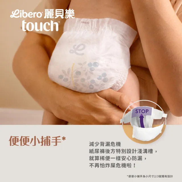 【麗貝樂】嬰兒紙尿褲TOUCH 4號(箱購/新包裝) (36片x6包/7-14kg適用/M) 過夜神器