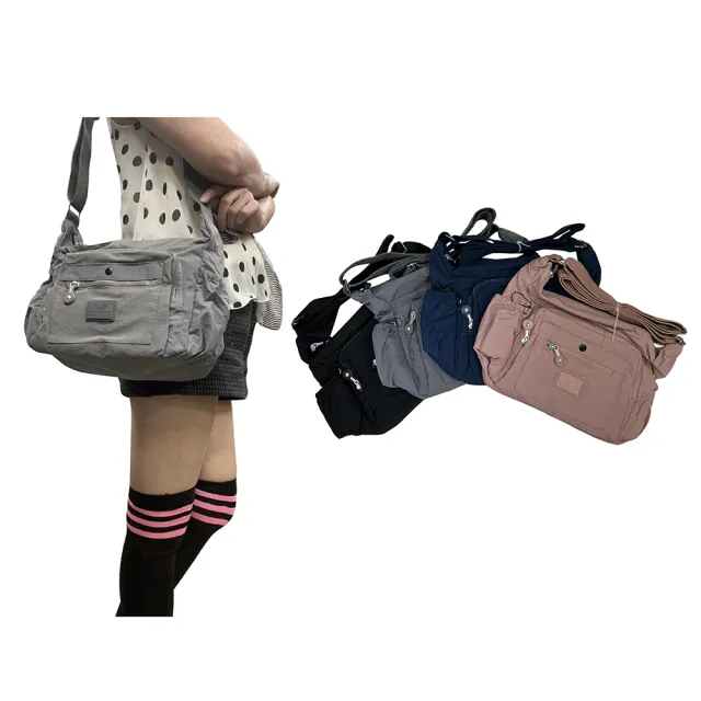 【SNOW.bagshop】斜背水餃包主袋+外袋共五層中容量大齒耐用拉鍊尼龍布