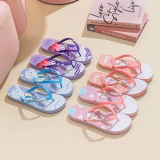 【SANRIO 三麗鷗】EVA輕量柔軟防滑卡通圖案戶外休閒夾腳拖鞋-凱蒂貓/美樂蒂/大耳狗/庫洛米(平輸品)