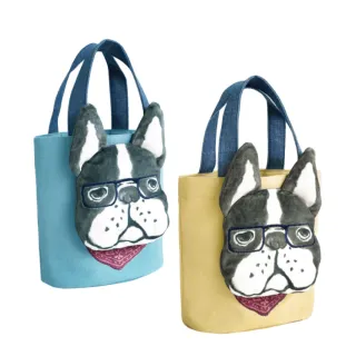 【Kusuguru Japan】日本眼鏡貓 手提包 臉部表情鬥牛犬造型 小巧托特手提包