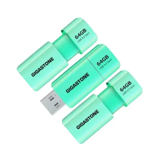 【Gigastone 立達國際】3入組 64GB USB3.1/3.2 Gen1 極簡滑蓋隨身碟 UD-3202 綠(64G USB3.2 高速隨身碟)