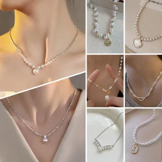 【Gulicc 古莉可】買一送一 珍愛典藏輕奢 水晶珍珠項鍊(母親節 生日 鎖骨鍊 項鍊 飾品 禮物)