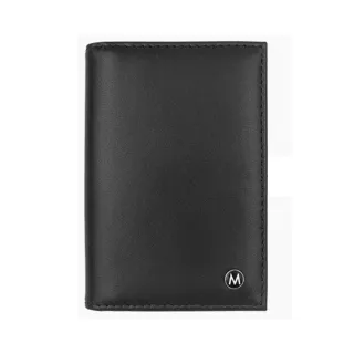 【MONDAINE 瑞士國鐵】視窗牛皮名片夾 十字紋 黑 XW-160401C (庫)