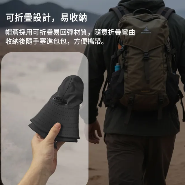 【MUAN】夏季戶外漁夫帽+面罩兩件套 冰絲防曬面罩 大帽簷遮陽帽 登山帽 防曬帽