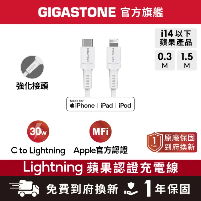 【Gigastone 立達國際】PD/QC3.0 33W急速快充充電器+C to Lightning MFi充電線(iPhone 14以下蘋果充電頭組)