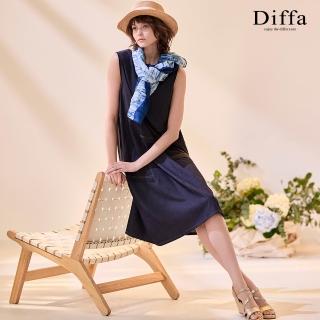 【Diffa】異素材拼接背心連身洋裝-女