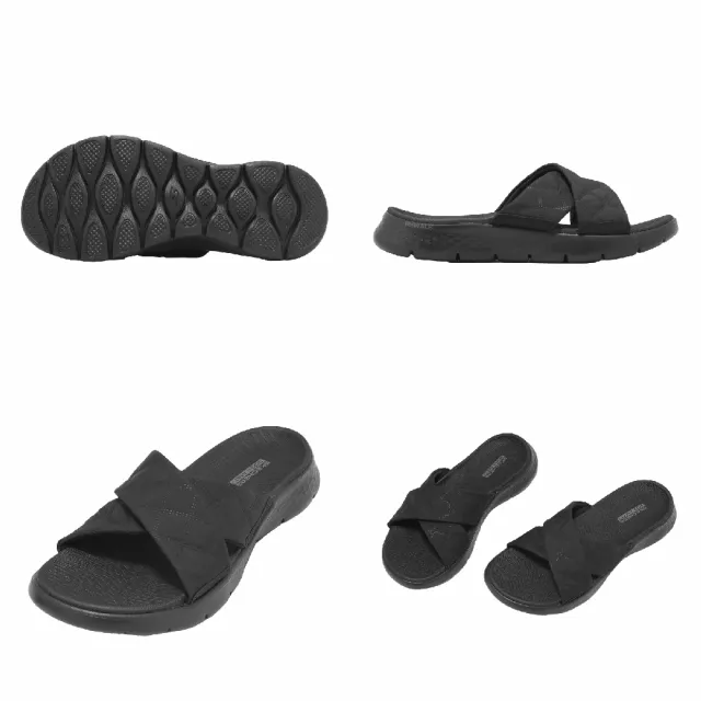 【SKECHERS】涼拖鞋 Go Walk Flex Sandal 女鞋 黑 交叉鞋帶 141536BBK