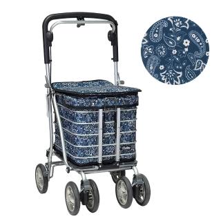 【Rollker 羅克】保溫保冷 購物車 折疊推車 購物推車 買菜車 手推車 步行輔助車 銀髮族(NO.68-變形蟲藍)