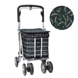 【Rollker 羅克】保溫保冷 購物車 折疊推車 購物推車 買菜車 手推車 步行輔助車 銀髮族(NO.68-風鈴綠葉)