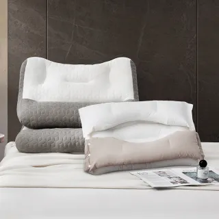 【MIT iLook】日式健康助眠釋壓反牽引護頸枕頭1入(日式乳膠羽絲棉 立體羽絲棉)