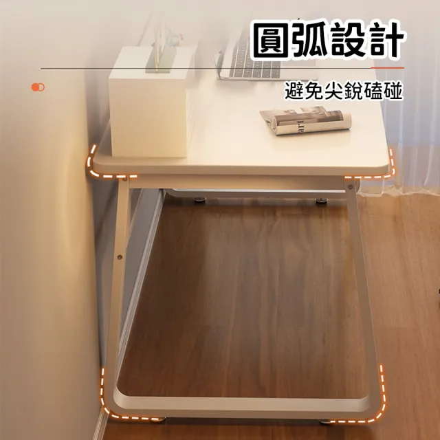 【靚白家居】設計師電腦桌 100公分 白色 木色(電競桌 電腦桌 工作桌 化妝台 書桌 餐桌)